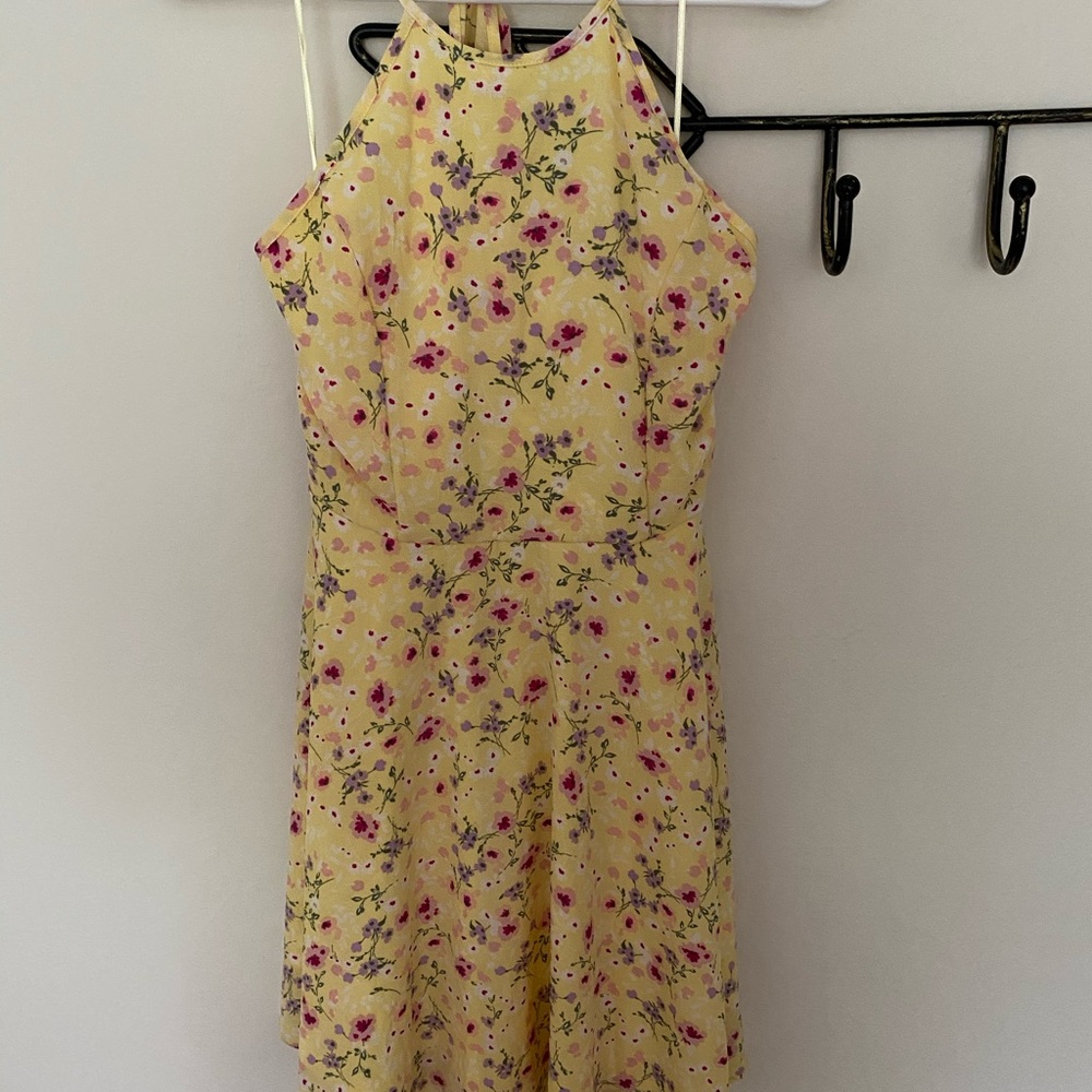 Yellow Sundress With flowers and Ruffle Back